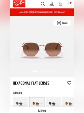 Ray-Ban Hexagonal Sunglasses — Rose Gold Frame with Brown Lenses